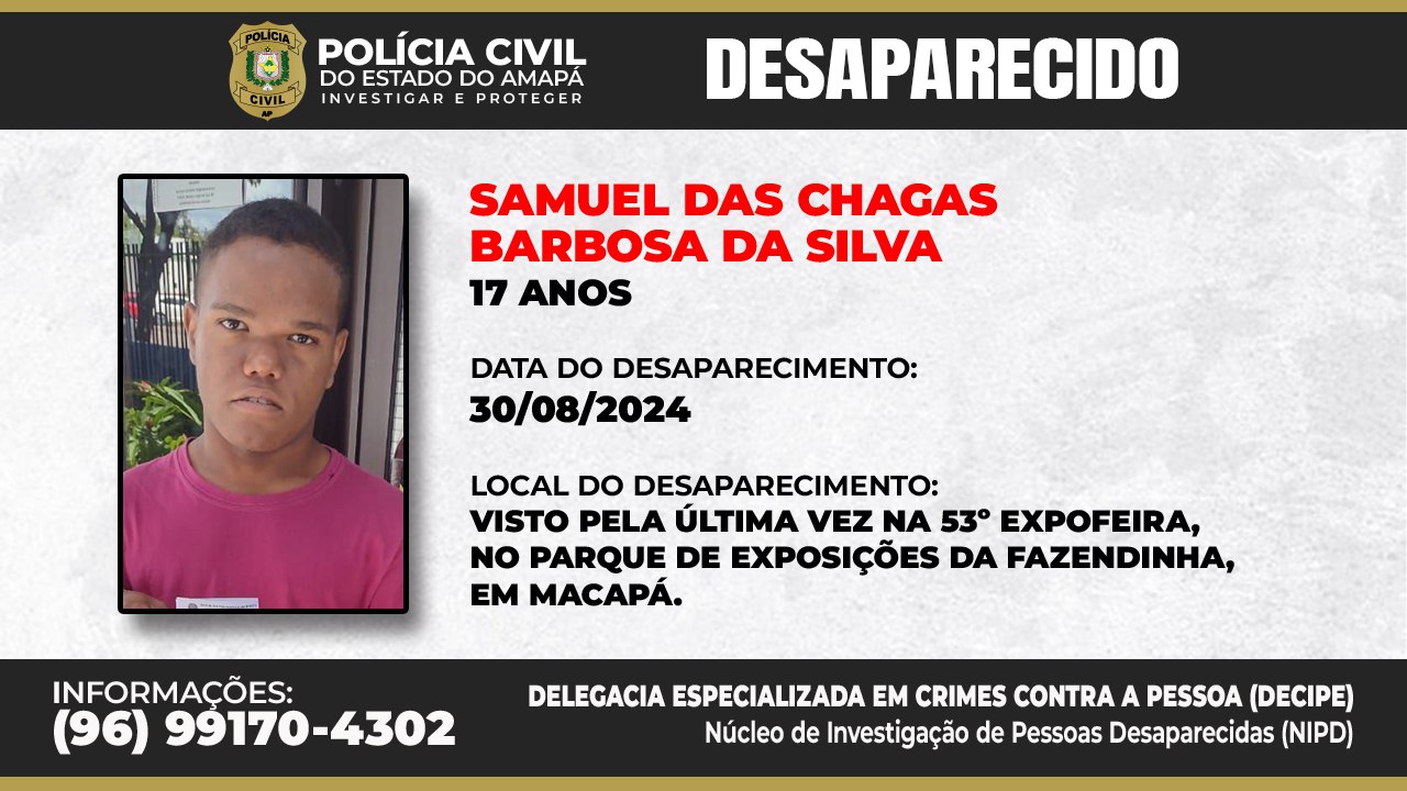 POLÍCIA CIVIL PEDE A COLABORAÇÃO DA POPULAÇÃO PARA LOCALIZAR ADOLESCENTE DESAPARECIDOPOLÍCIA CIVIL PEDE A COLABORAÇÃO DA POPULAÇÃO PARA LOCALIZAR ADOLESCENTE DESAPARECIDO